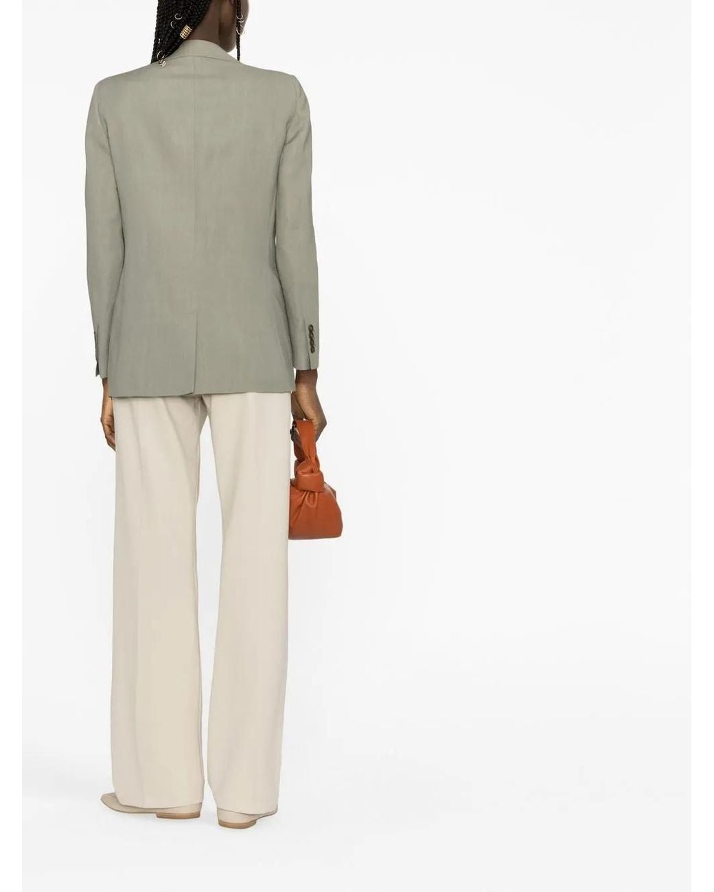 Brunello Cucinelli Gray Double-Breasted Tailored Blazer