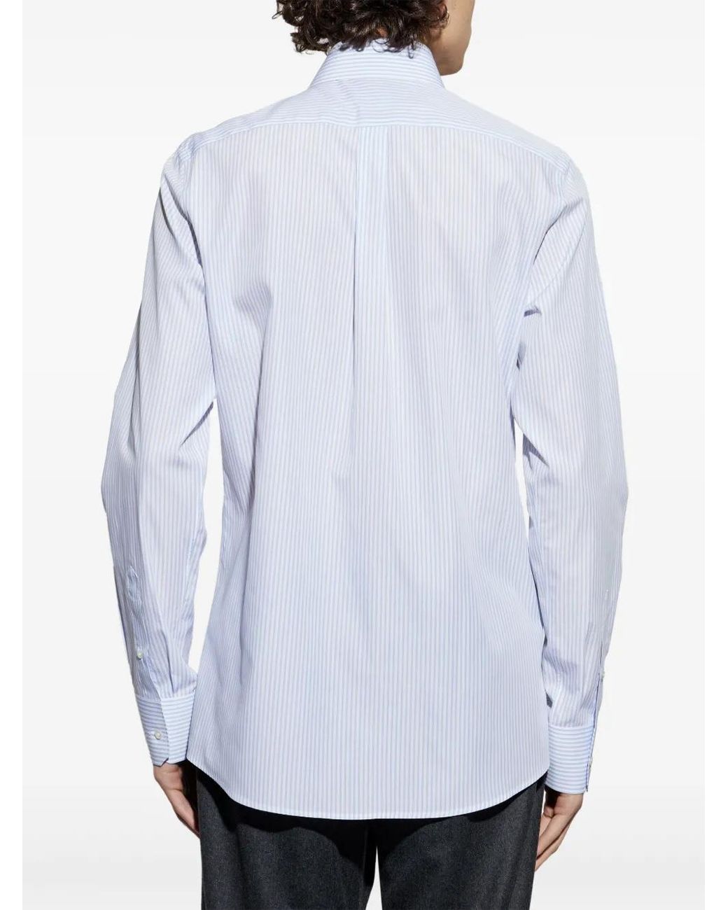 Dolce & Gabbana White Striped Cotton Shirt for men