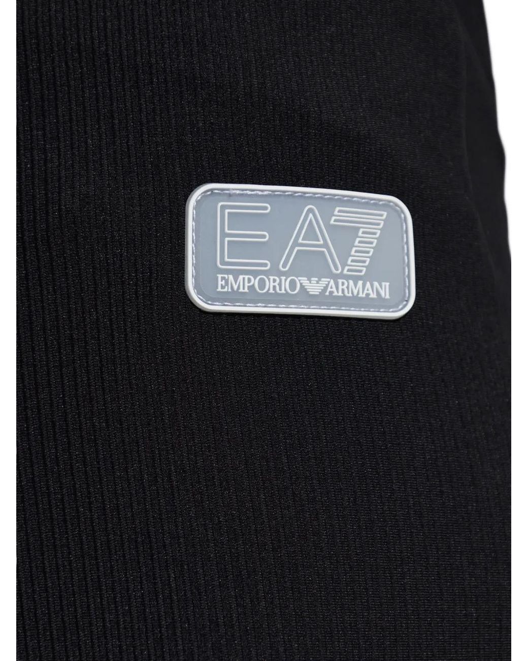 EA7 Black Ribbed Flared Track Pants