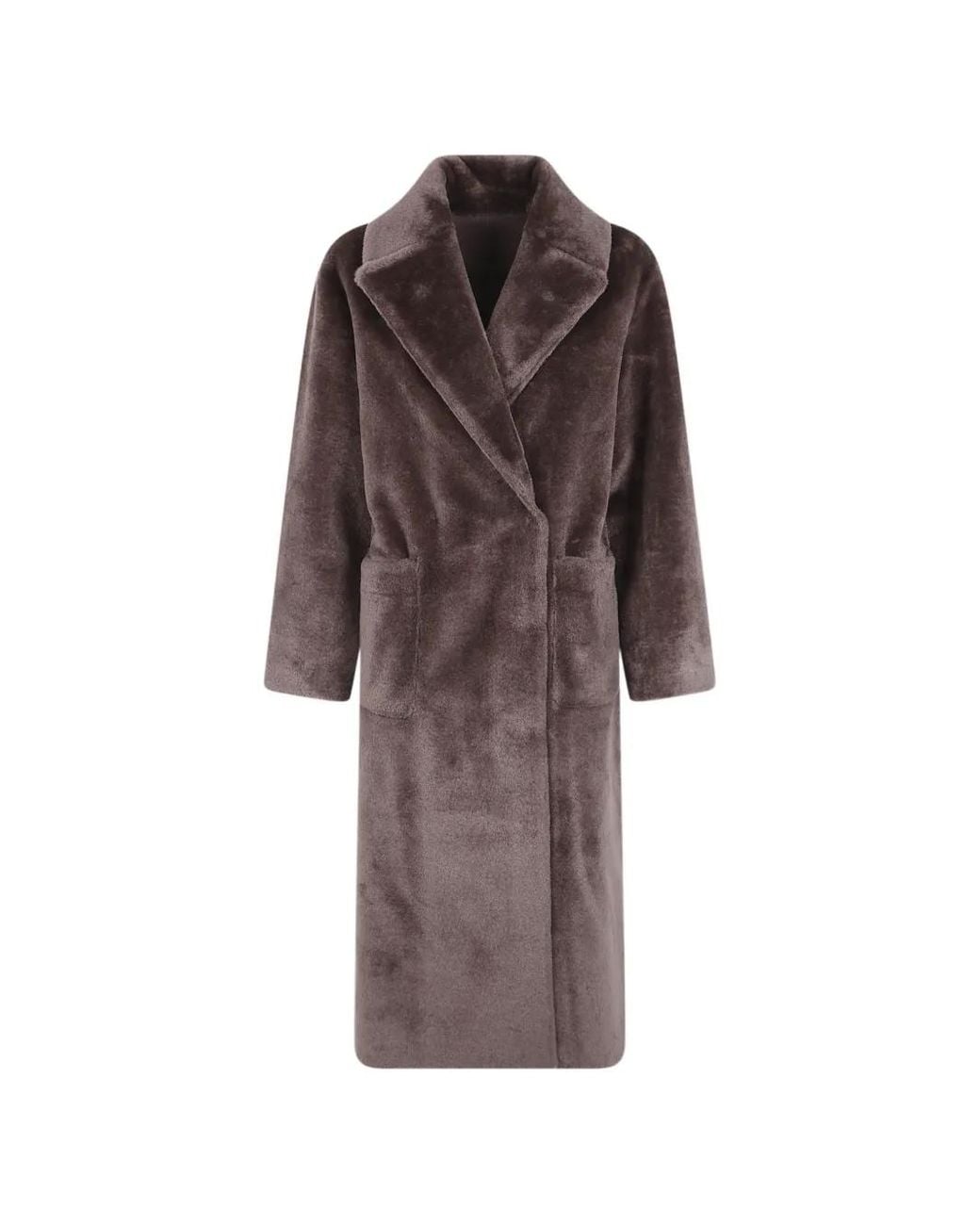 Betta Corradi Brown Faux-Fur Notch-Lapels Coat