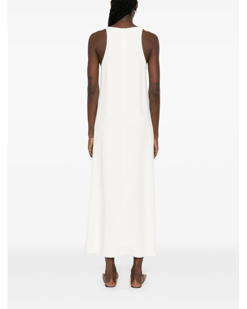 Totême  White Scoop-Neck Sablé Dress Petite