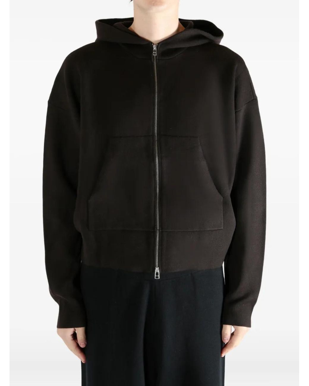 Omar Afridi Zip-Up Wool Hoodie in Black for Men | Lyst