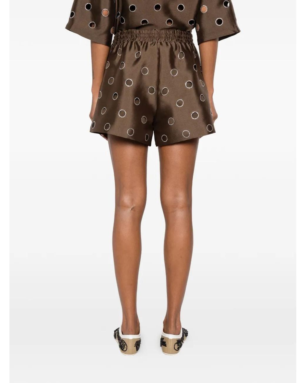 Sandro Brown Distressed Rhinestone Shorts
