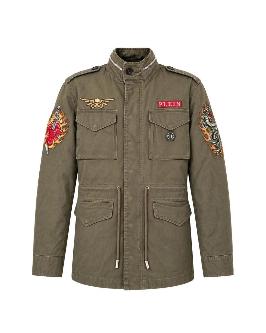 Philipp Plein Green Field Jacket Urban Jungle Patches for men