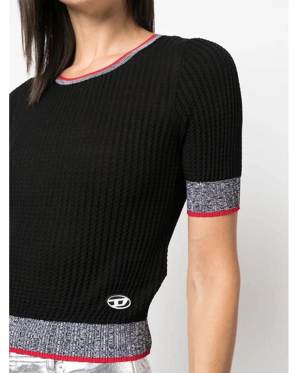 DIESEL Black Short-Sleeved Ribbed Top