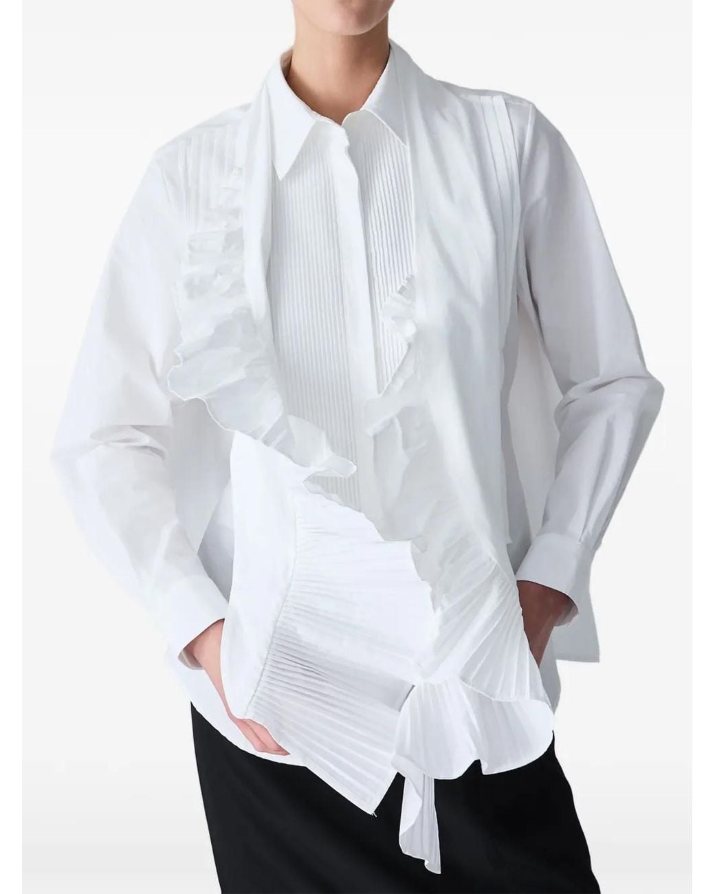 Vera Wang White Plissierte Krawatte Mit Rüschen