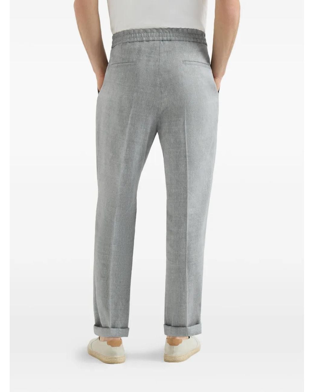 Brunello Cucinelli Gray Pants With Drawstring And Double Pleats for men