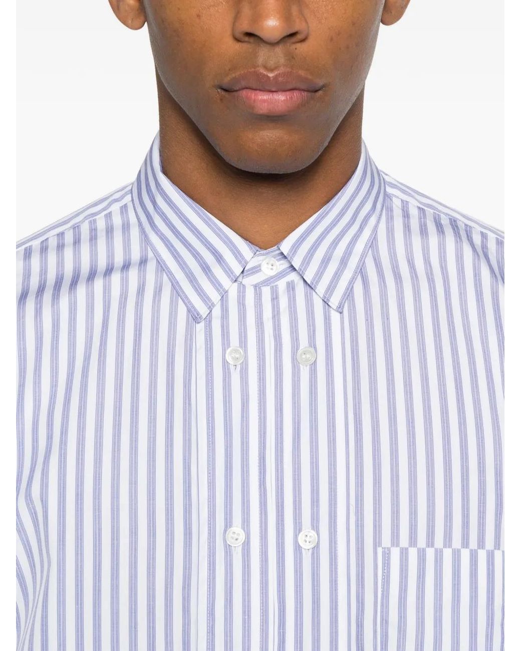 Comme des Garçons White Pocket Striped Shirt for men
