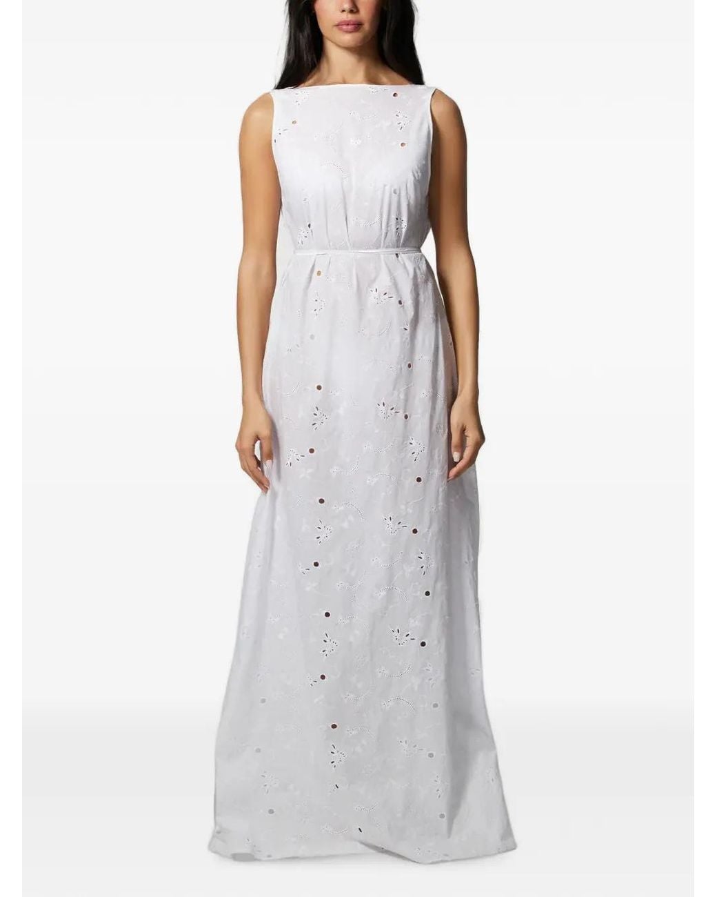 Kiki de Montparnasse Gray Broderie-Anglaise Backless Maxi Dress