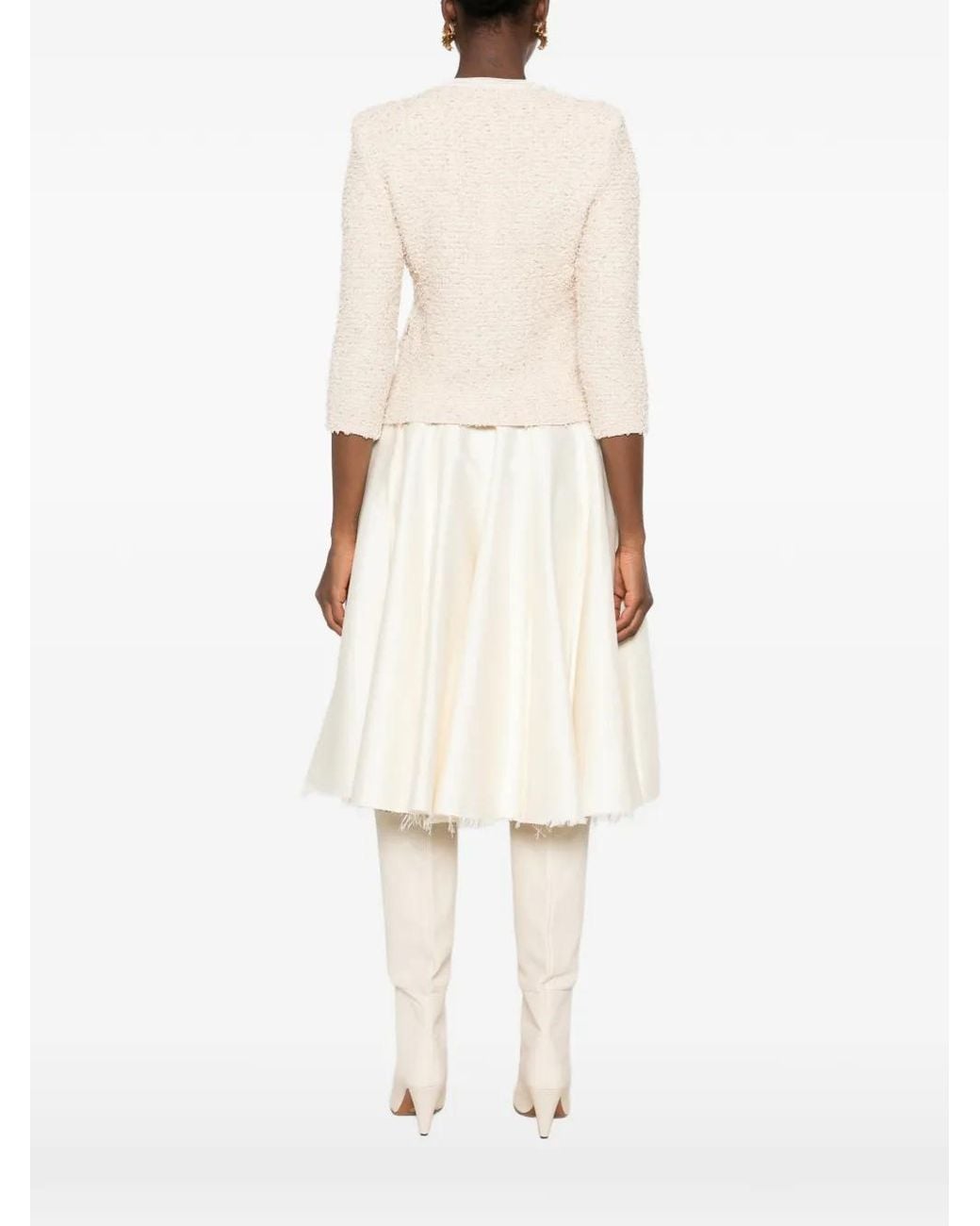 Balmain Natural Bouclé-Knit Frayed Jacket