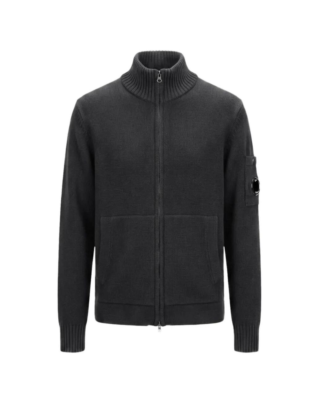 C P Company Black Zip-Up Cardigan for men