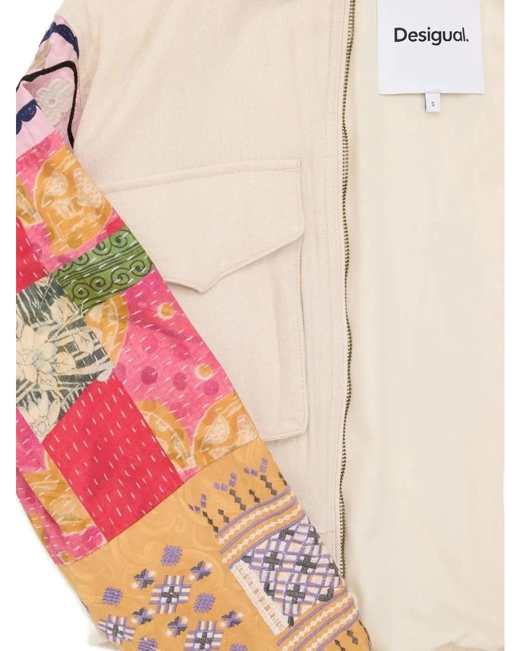 Desigual Blue Patchwork-Sleeve Bomber Jacket