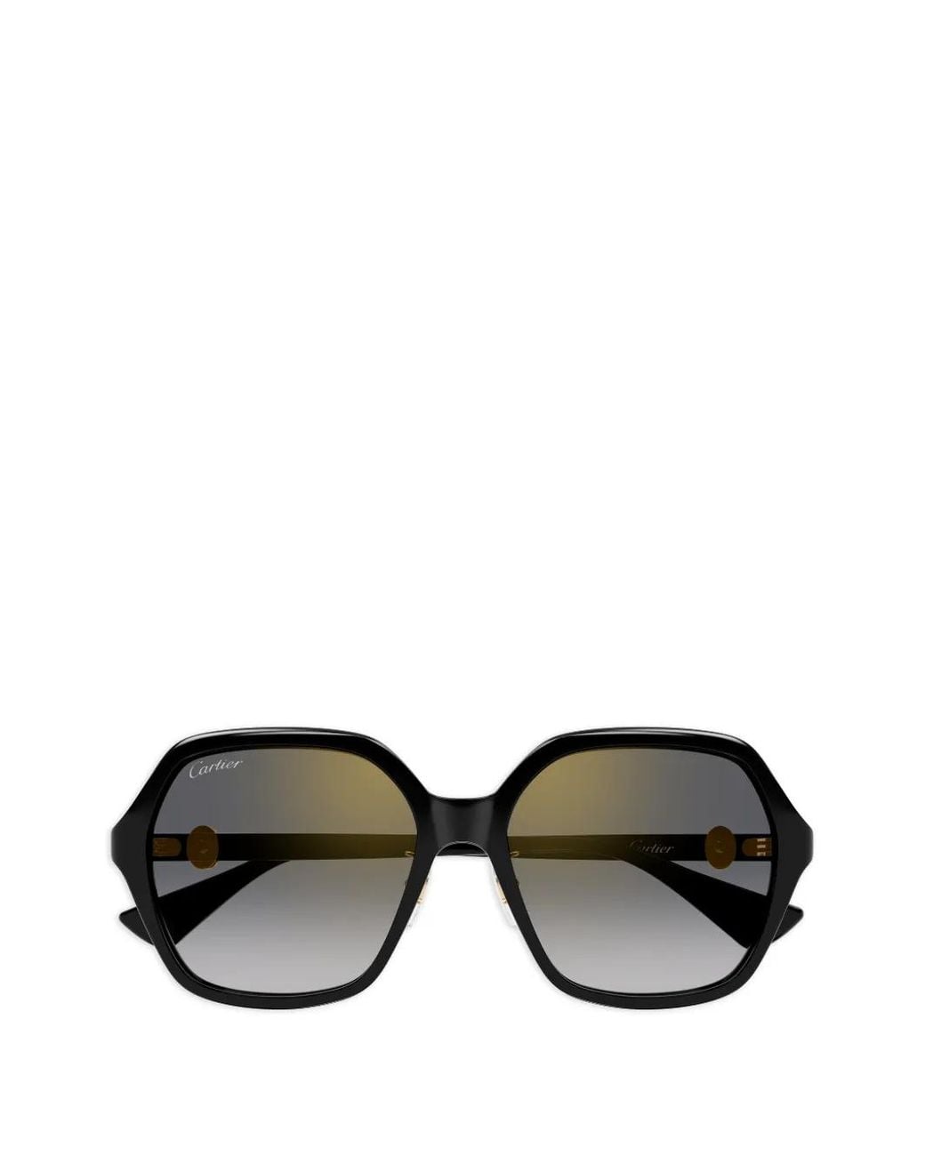 Cartier Black Geometric-Frame Sunglasses