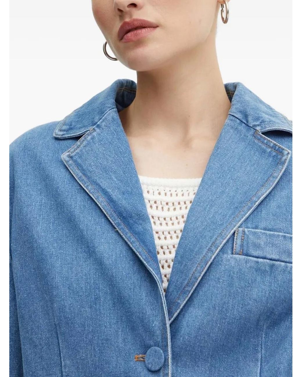 Bardot Blue Button-Fastening Denim Blazer