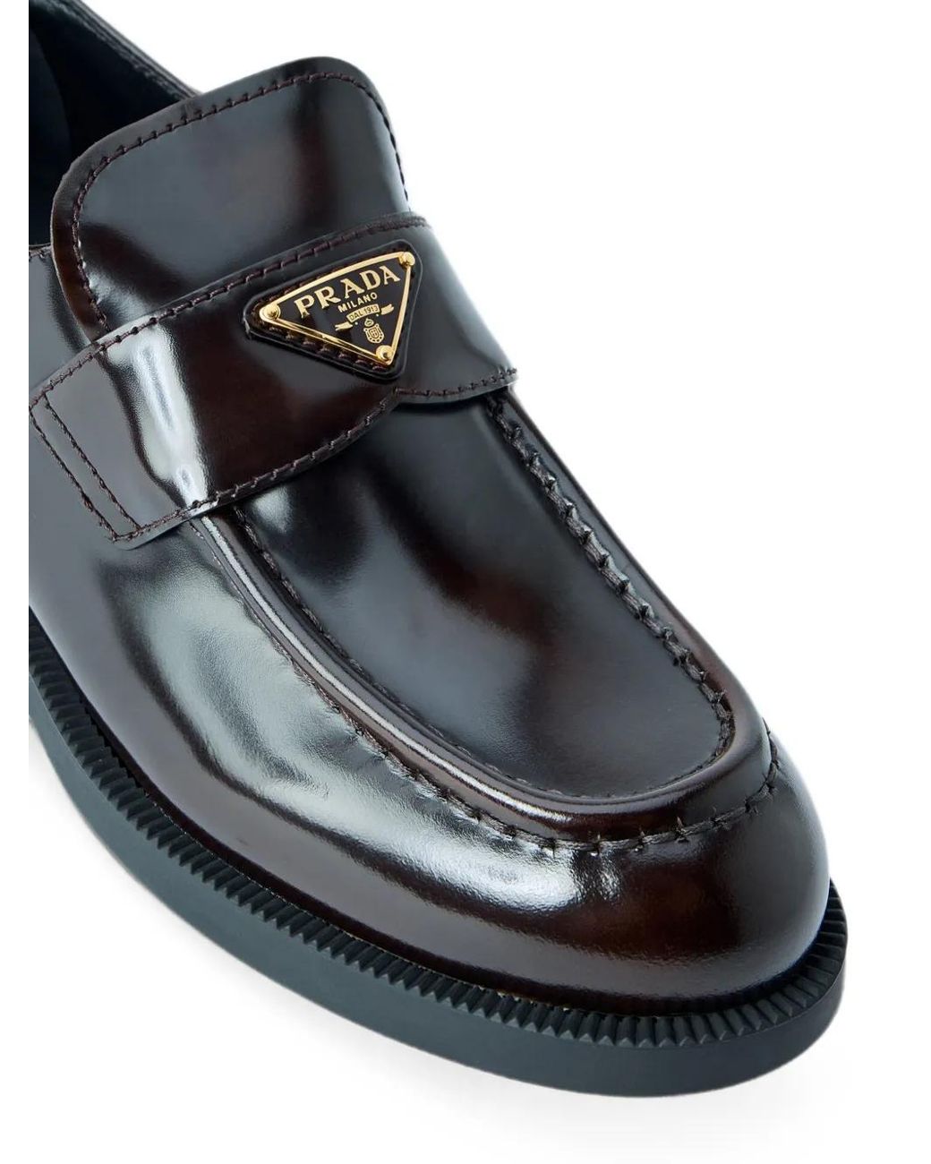 Prada Black Logo-Plaque Penny Loafers