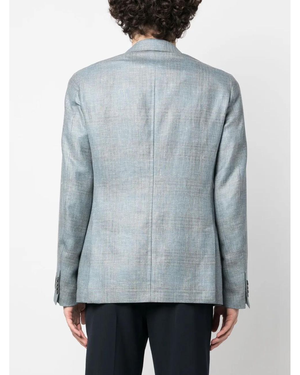 Zegna Blue Single-Breasted Blazer for men