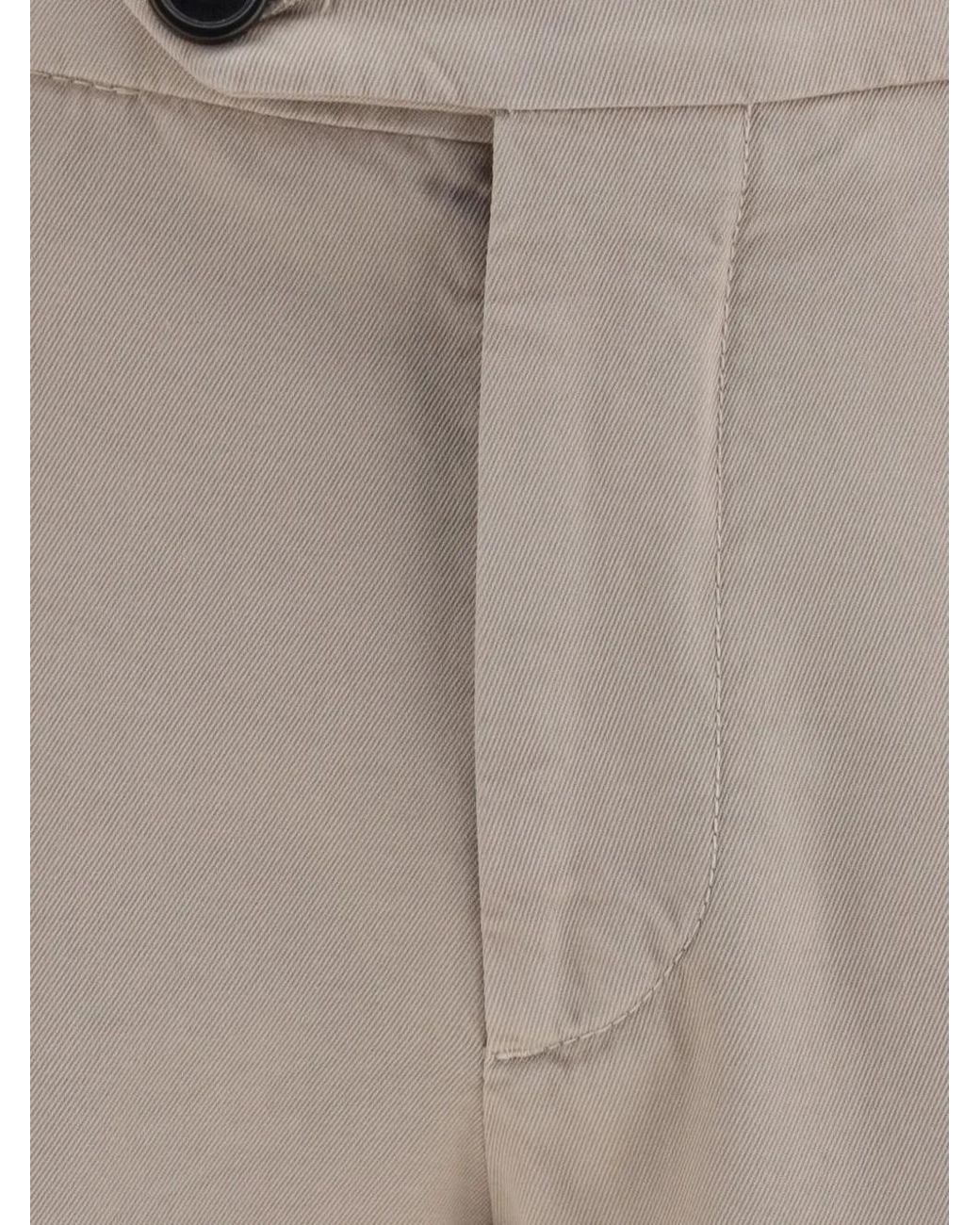 Brunello Cucinelli Natural Garment-Dyed Cotton Trousers for men