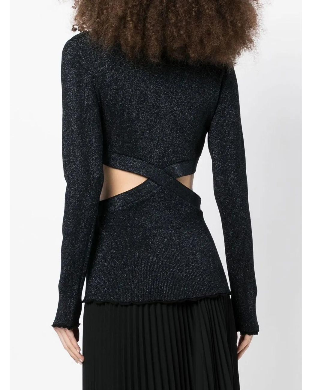 3.1 Phillip Lim Black Lurex Cut-Out Knitted Top