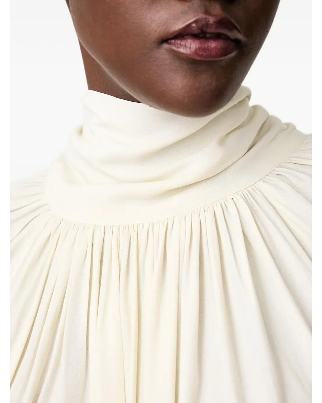 Sisley Natural Bow-Detail Pleated Blouse