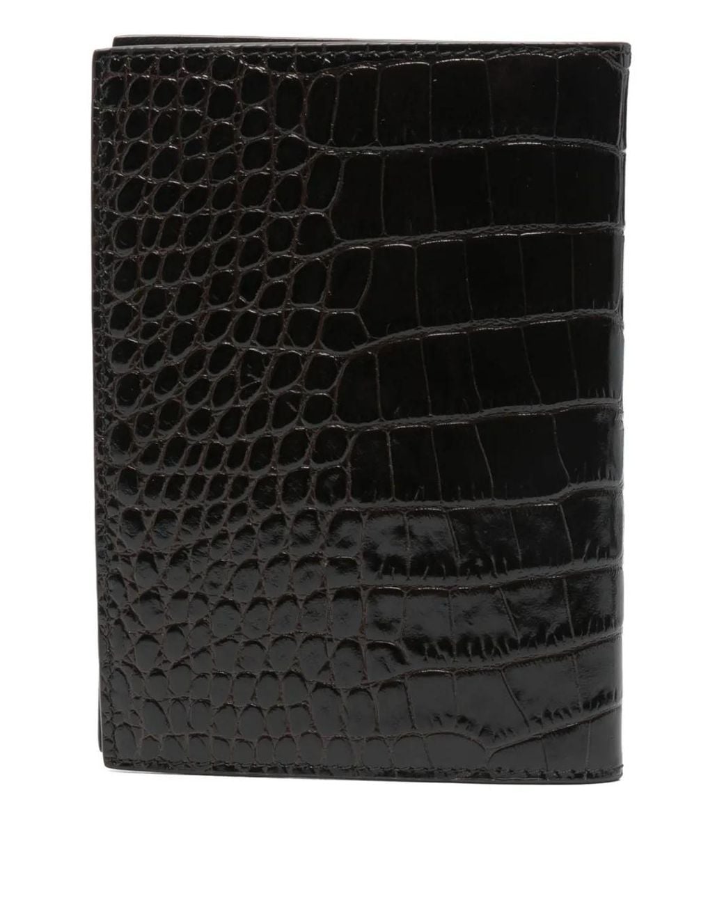 Tom Ford Black Crocodile-Effect Leather Wallet for men