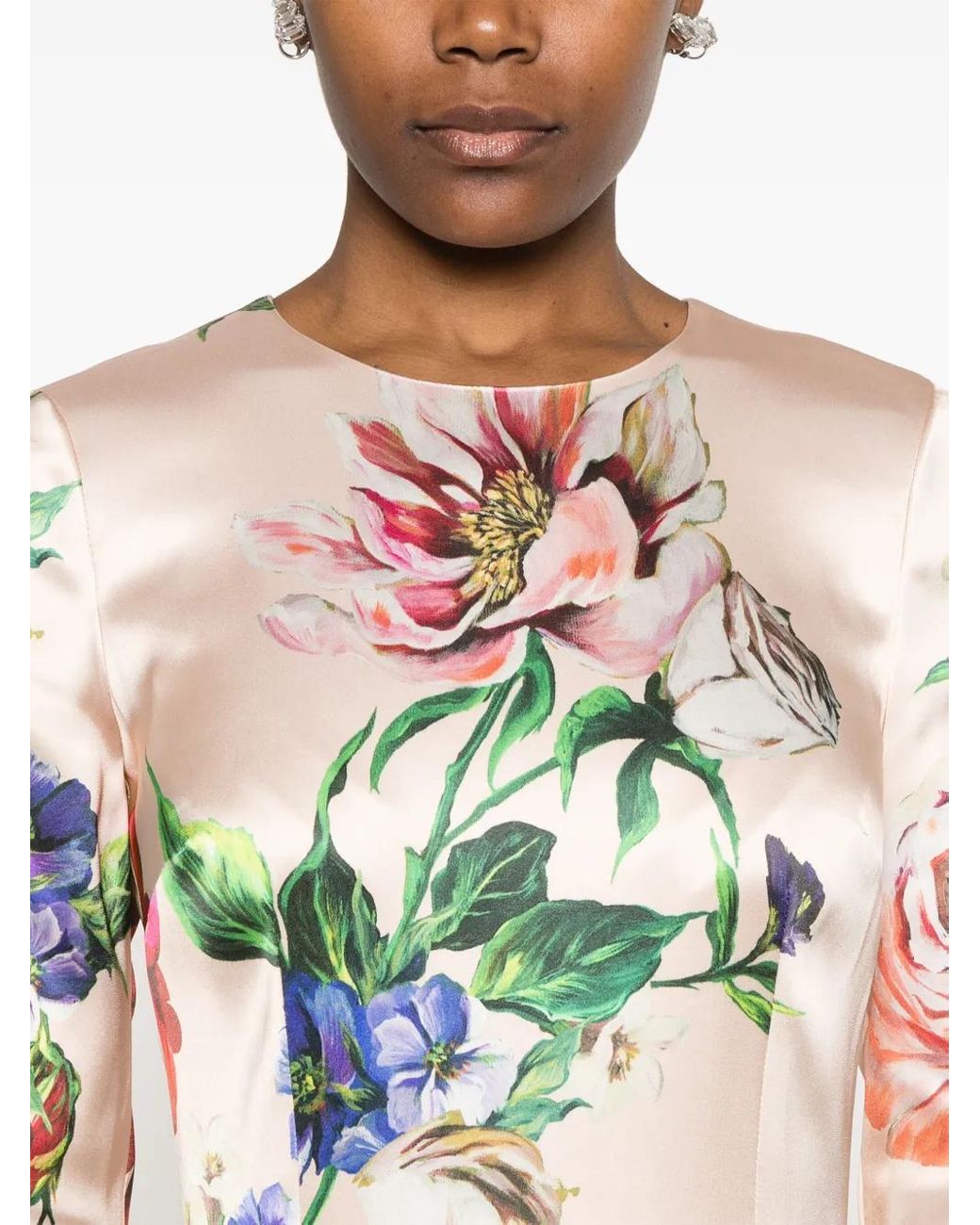 Dolce & Gabbana White Floral Print Midi Dress