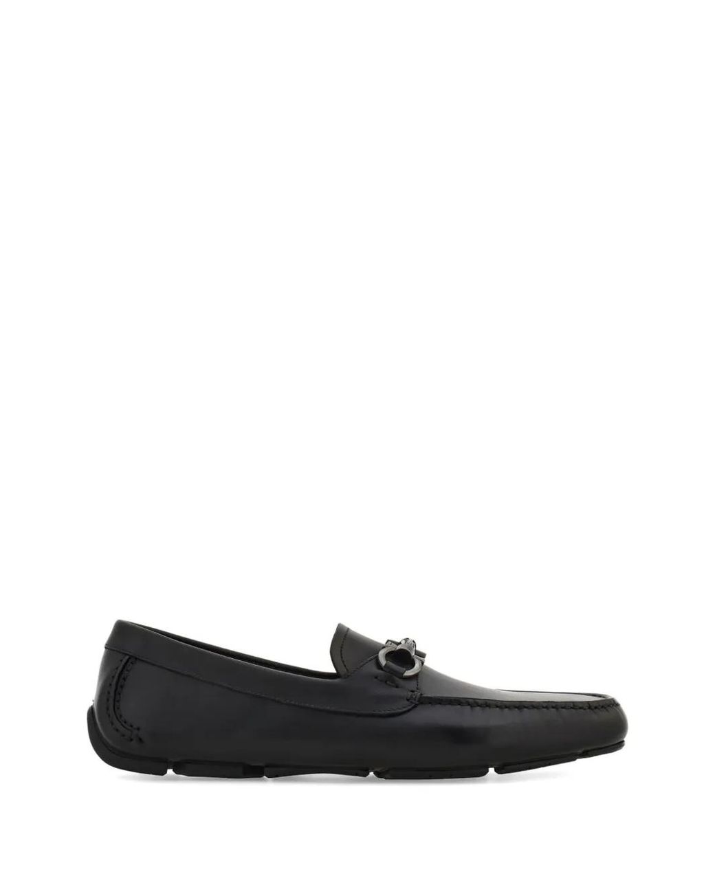 Ferragamo Black Gancini Ornament Driver Loafers for men