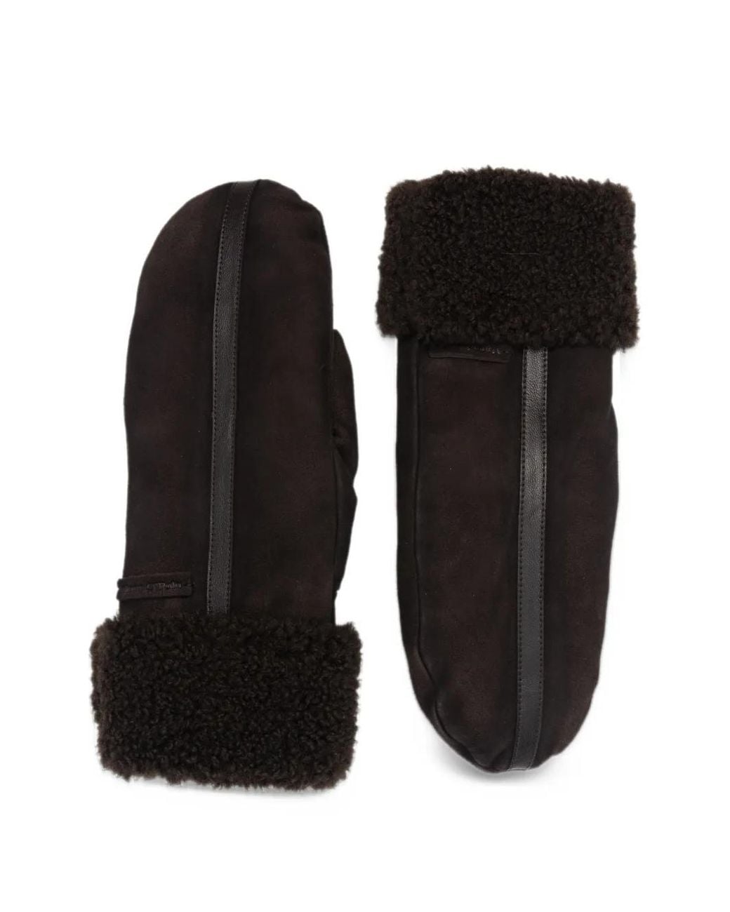 Marc O' Polo Black Shearling-Trim Leather Mittens