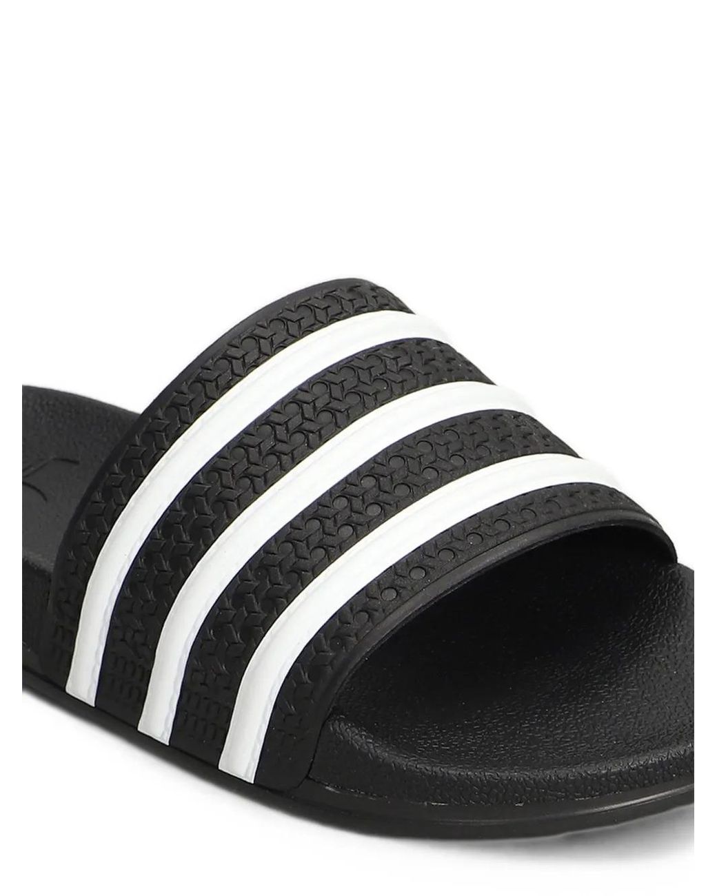 Adidas White Adilette Striped Textured Slides for men