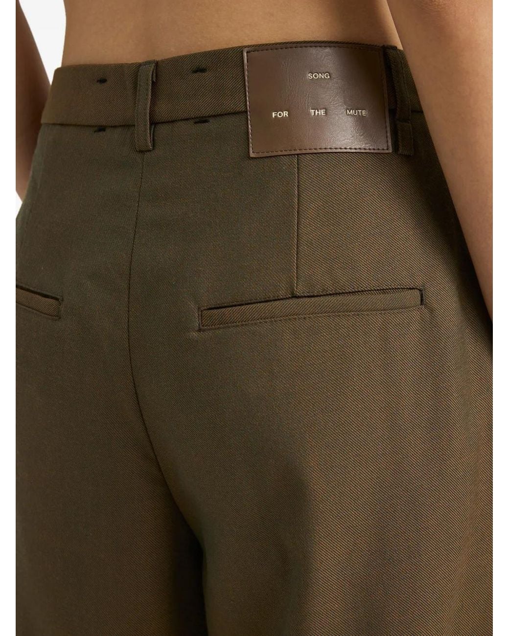 Song For The Mute Green Flower-Appliqué Pleated Trousers