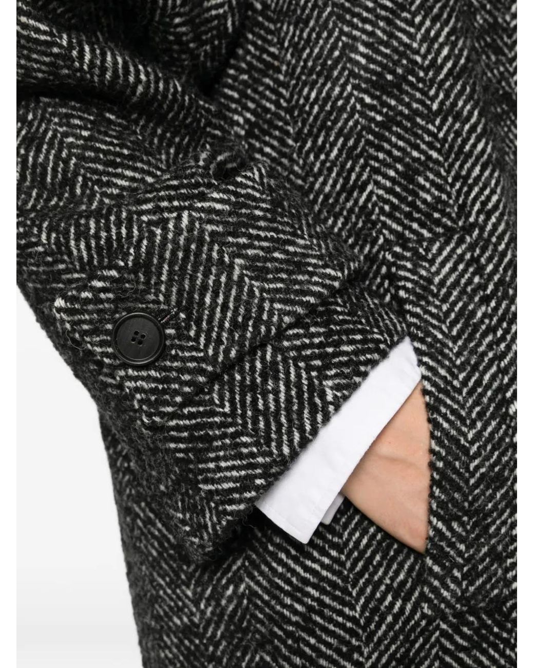 Antonelli Gray Manteau Croisé À Chevrons