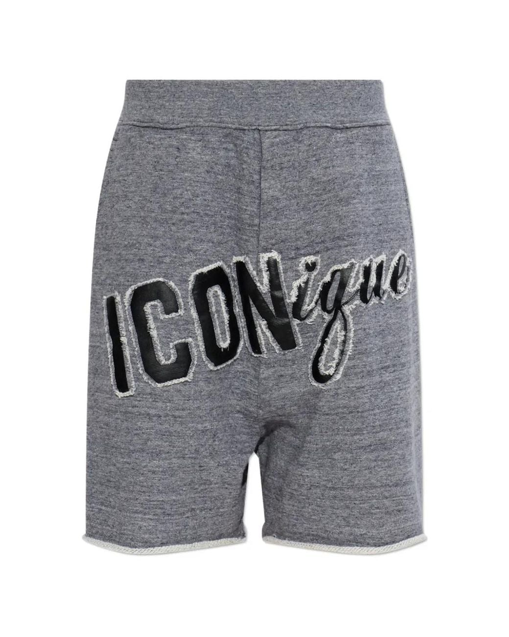DSquared² Gray Appliqué Frayed Shorts