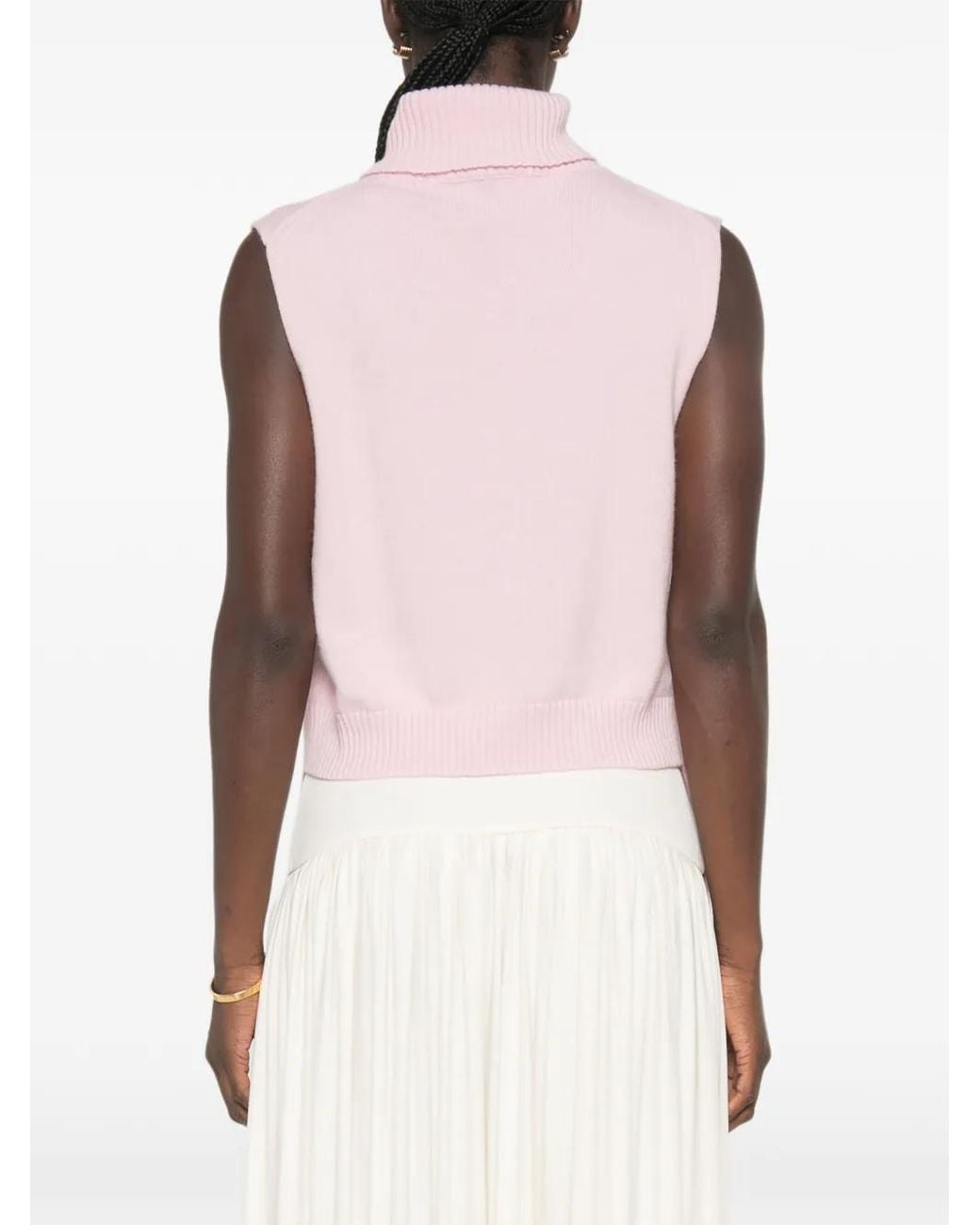 Jil Sander Pink Gilet À Col Montant