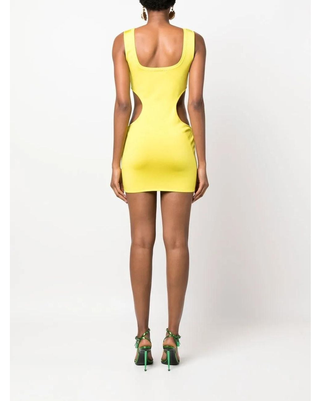 Roberto Cavalli Yellow Cut-out Detail Mini Dress