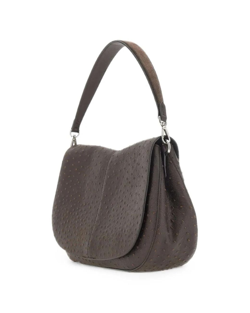 Gianni Chiarini Gray Medium Helena Round Ostrich-Effect Shoulder Bag