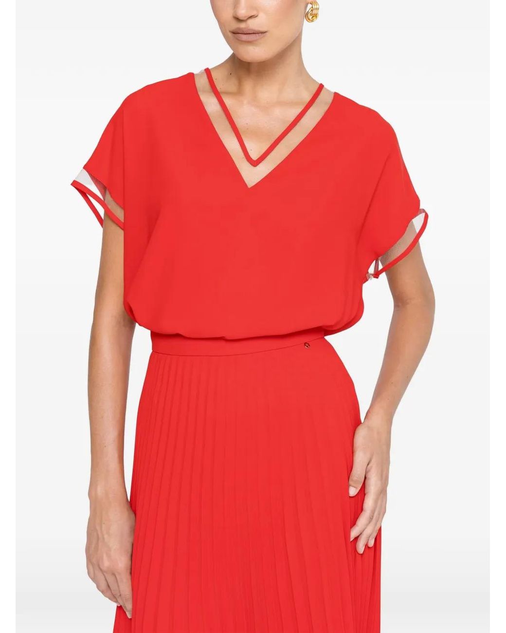 Nissa Red V-Neck Top
