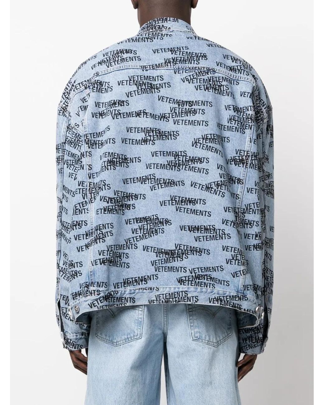 Vetements Blue Logo-Print Denim Jacket for men