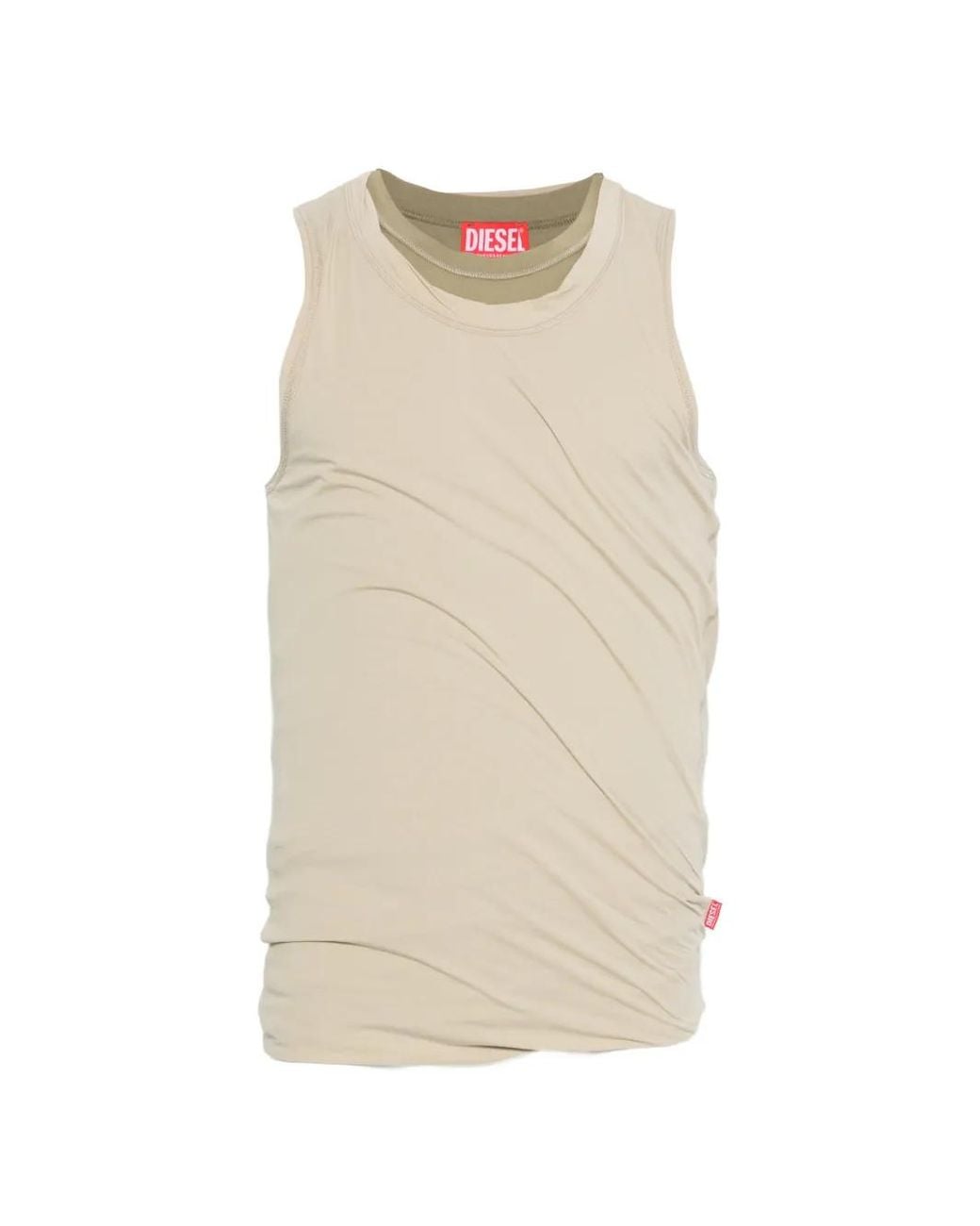 DIESEL Natural Sleeveless Fitted Top With Subtle Ruching for men