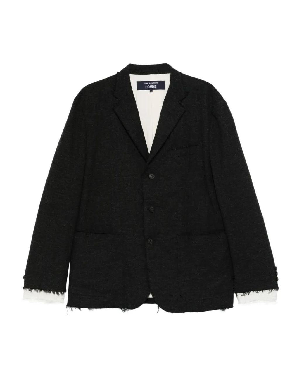Comme des Garçons Black Single-Breasted Frayed-Edge Blazer for men