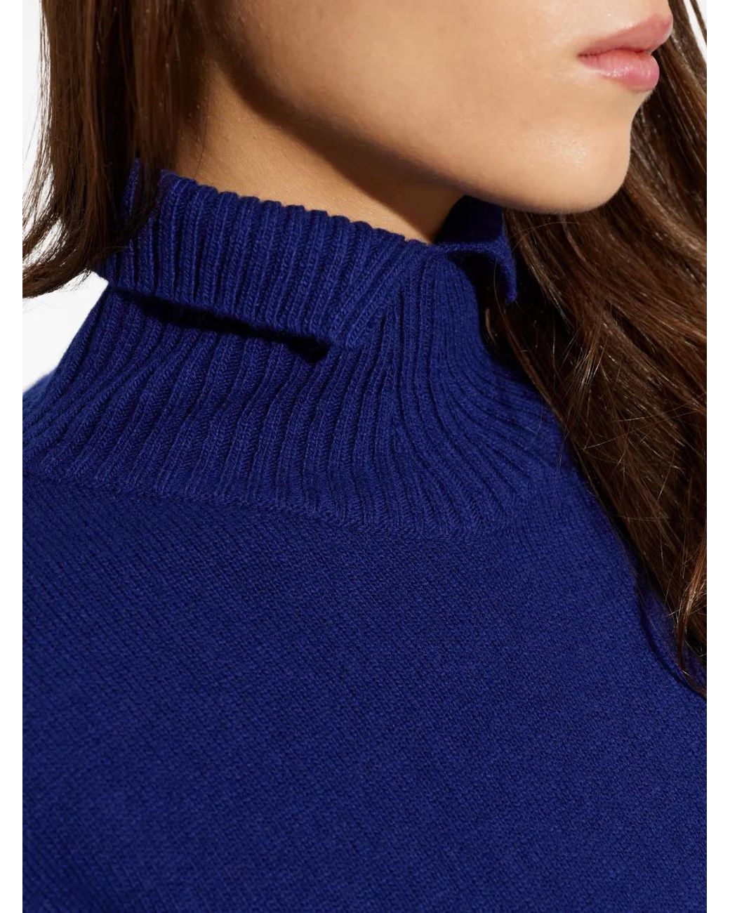 Jil Sander Blue Ribbed-Collar Sweater
