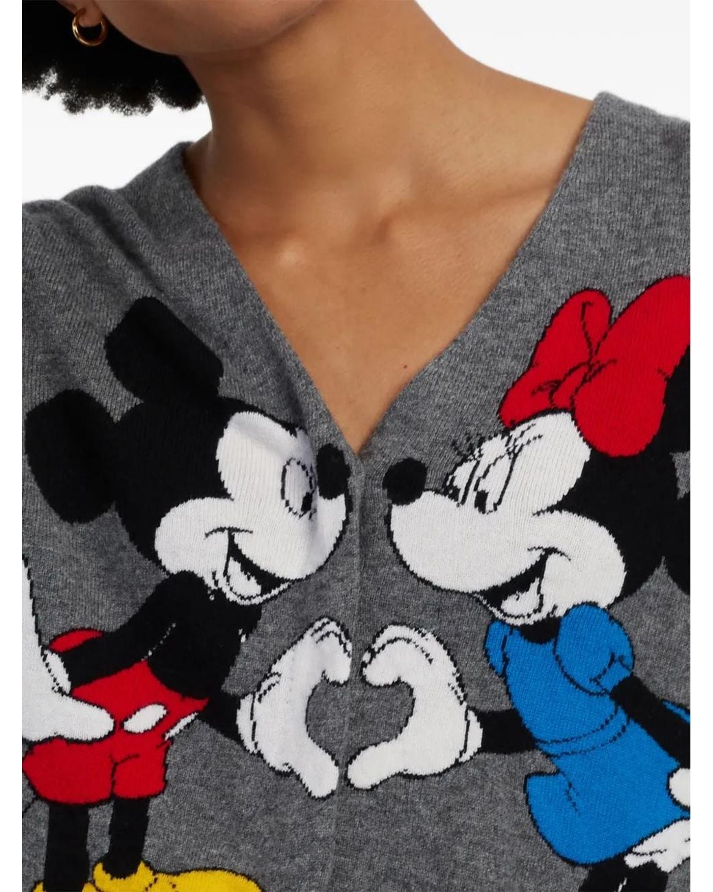 Chinti & Parker Gray Mickey Heart's Minnie Cardigan
