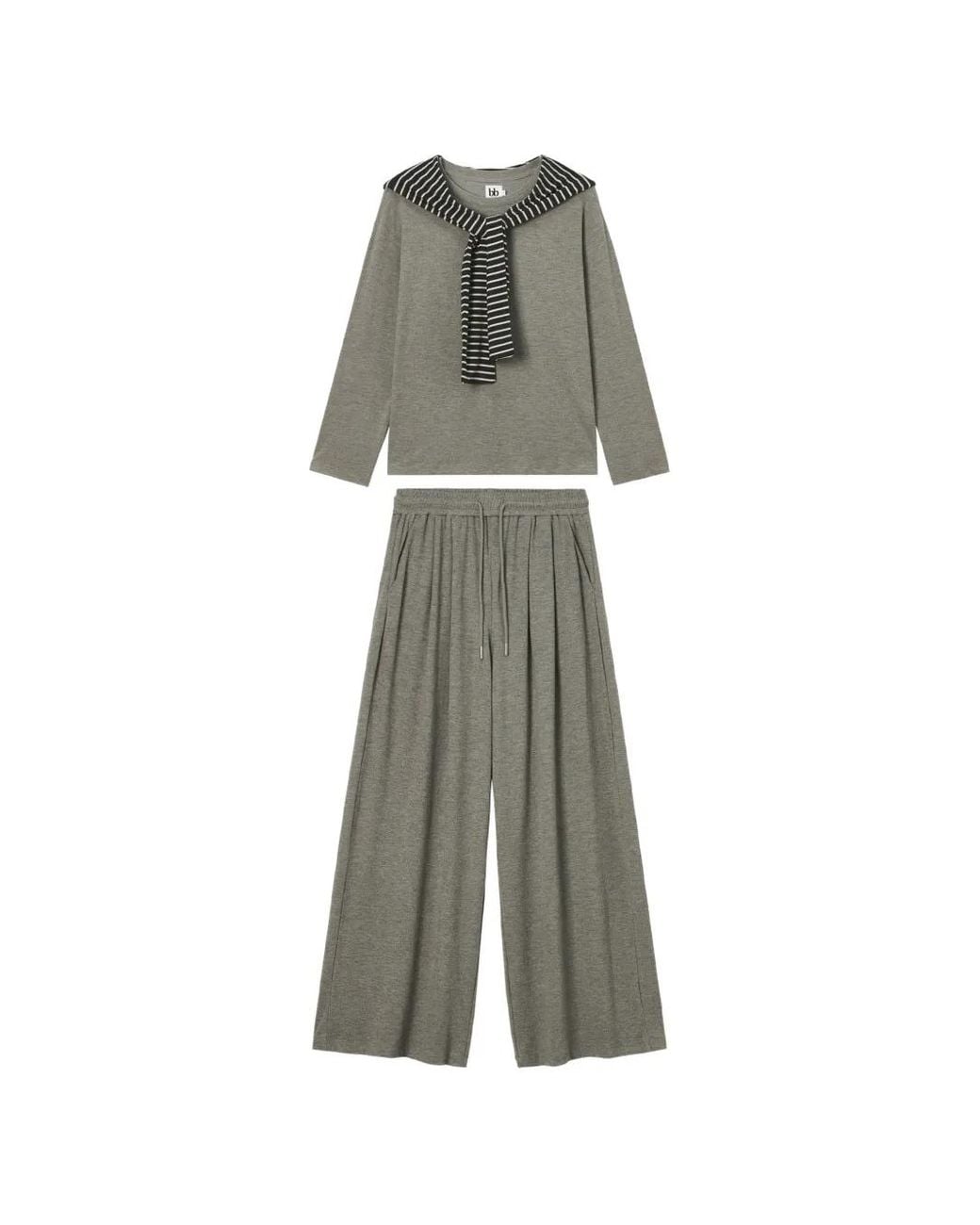 B+ AB Gray Drawstring Wide-Leg Tracksuit Set