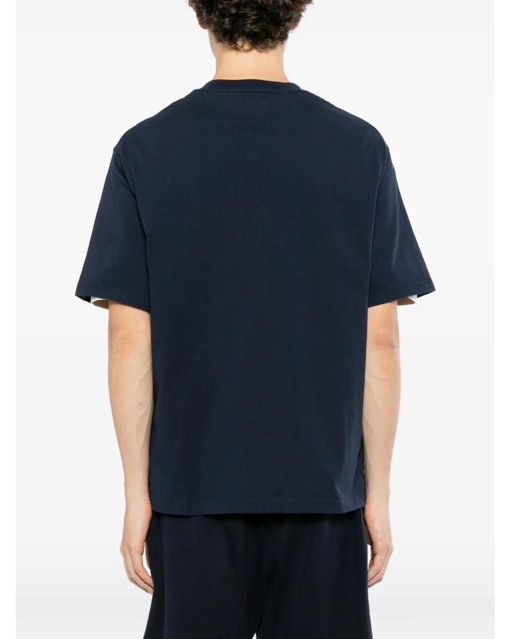SPORT b. by agnès b. Blue Coin Logo Outline Embroidered T-Shirt for men