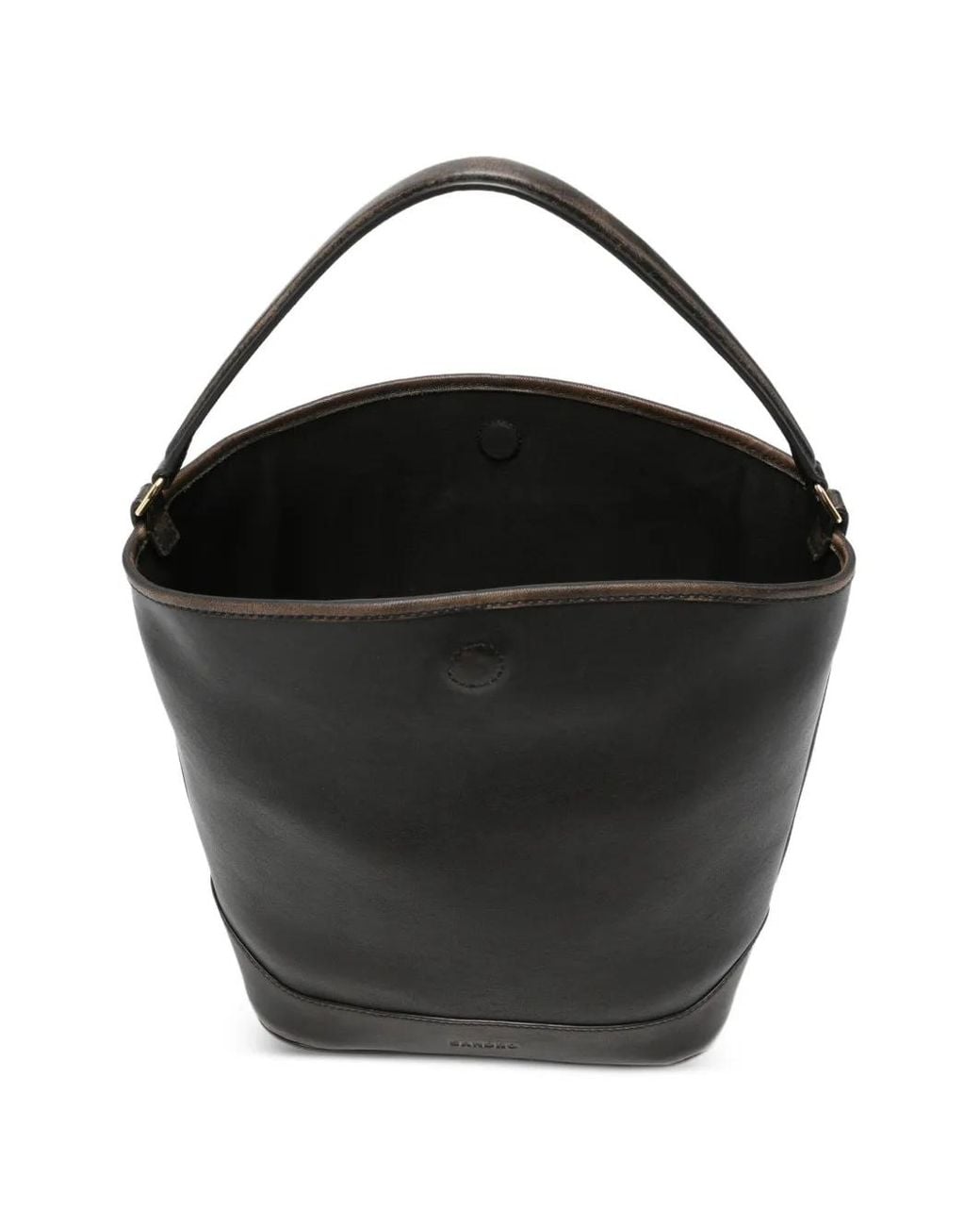 Sandro Black Tangoso Aged Leather Bucket Bag