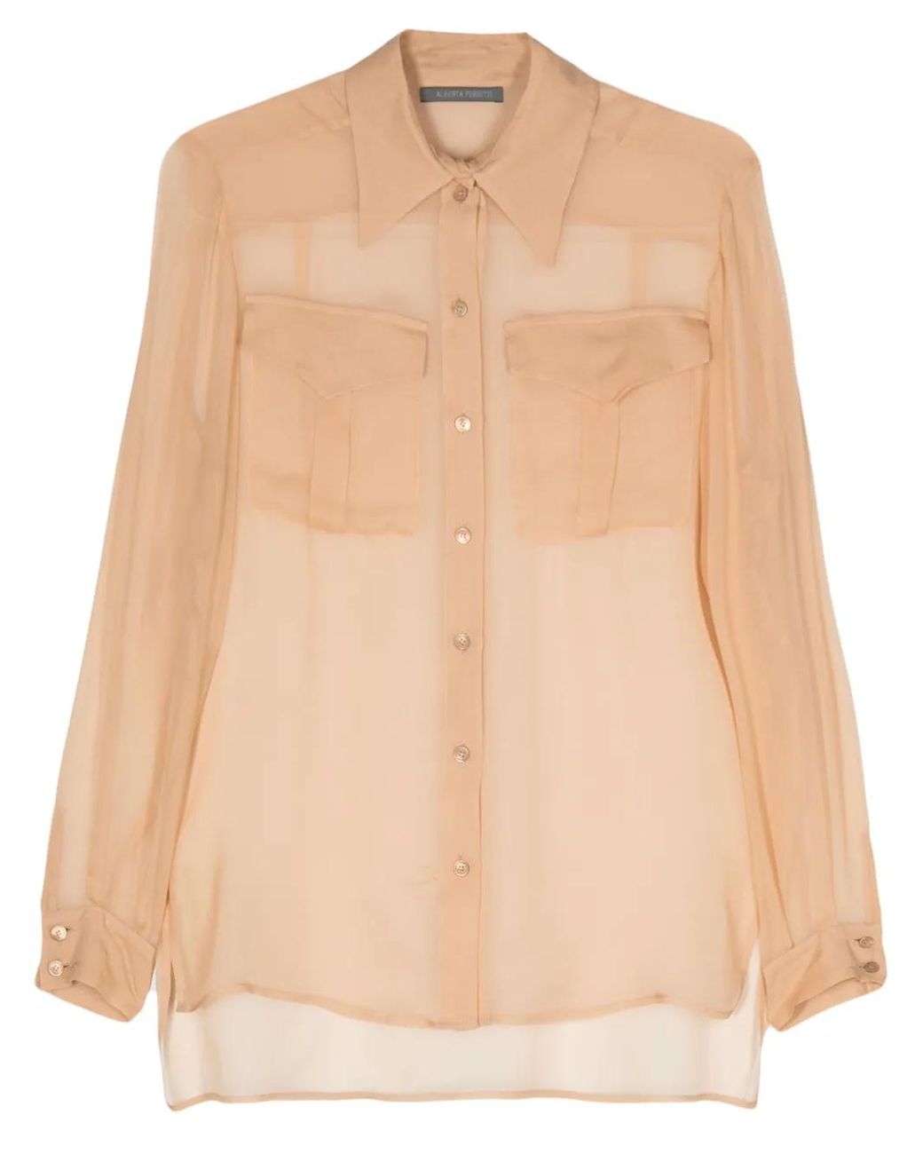 Alberta Ferretti Natural Chiffon Silk Shirt