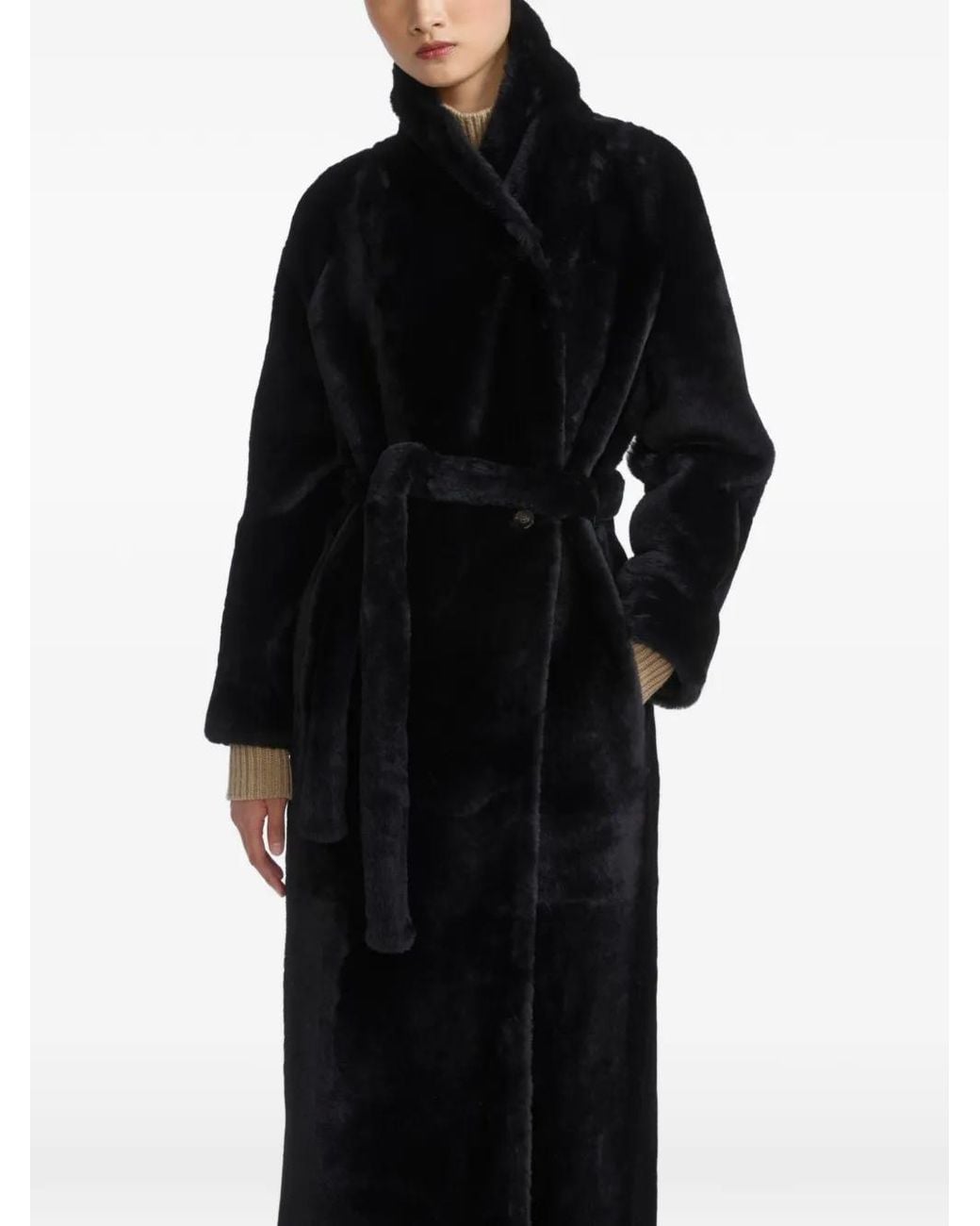 Yves Salomon Black Reversible Shearling Coat