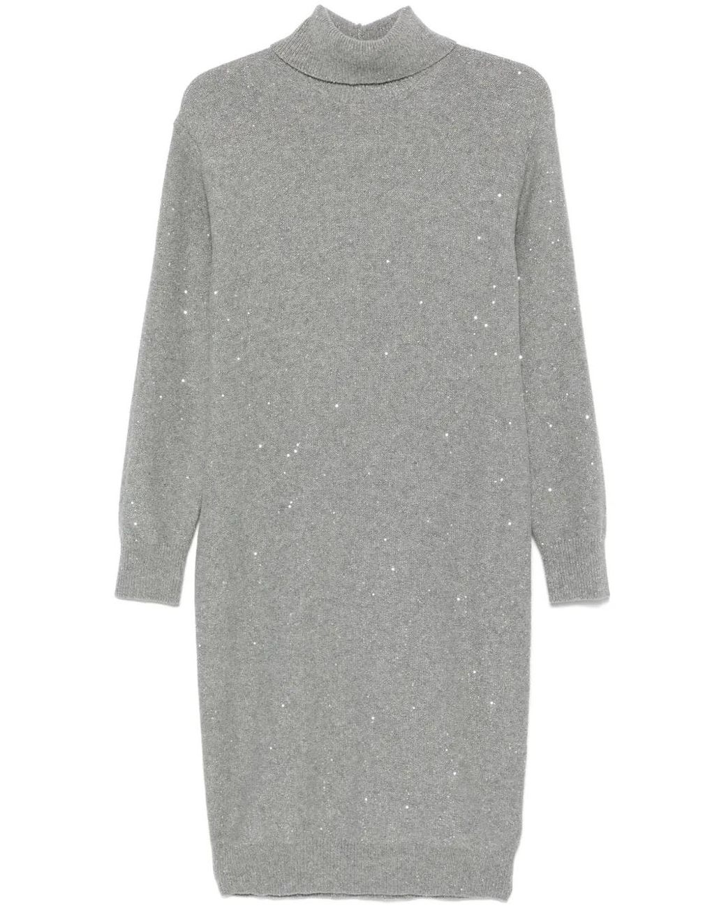 Peserico Gray Sequinned Midi Dress