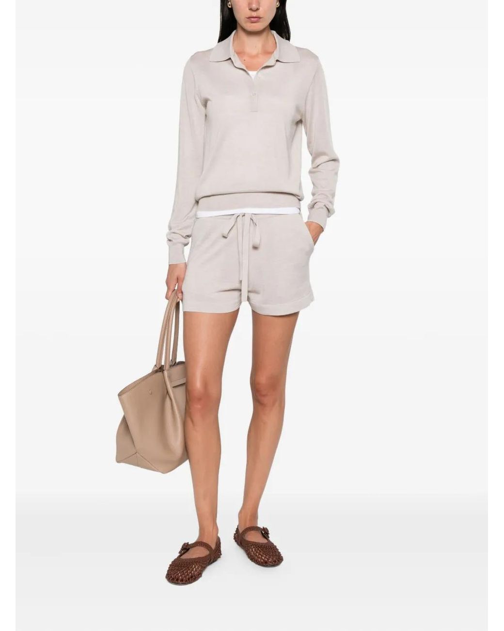 P.A.R.O.S.H. Natural Drawstring-Waist Shorts