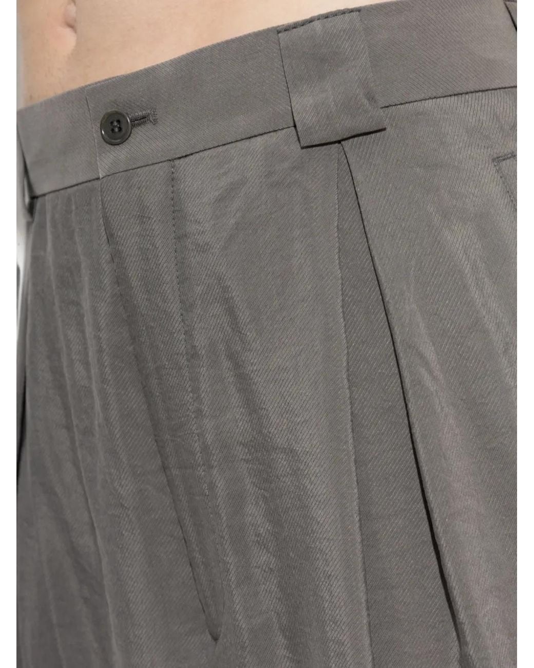 Giorgio Armani Gray Pleated Straight-Leg Trousers for men