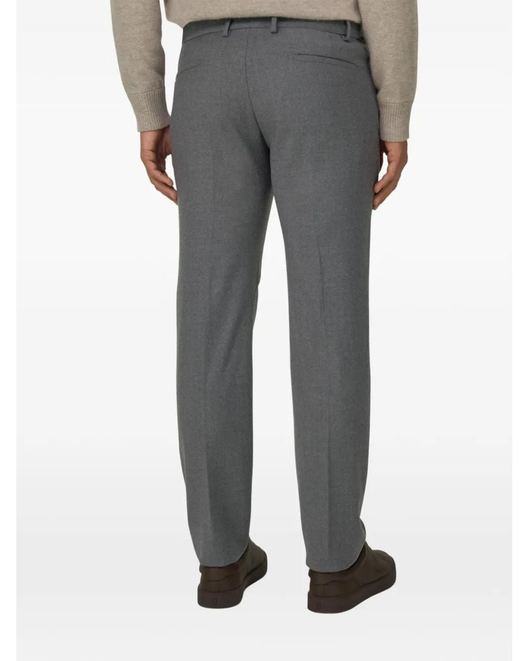 Boggi Gray Stretch Flannel Trousers for men