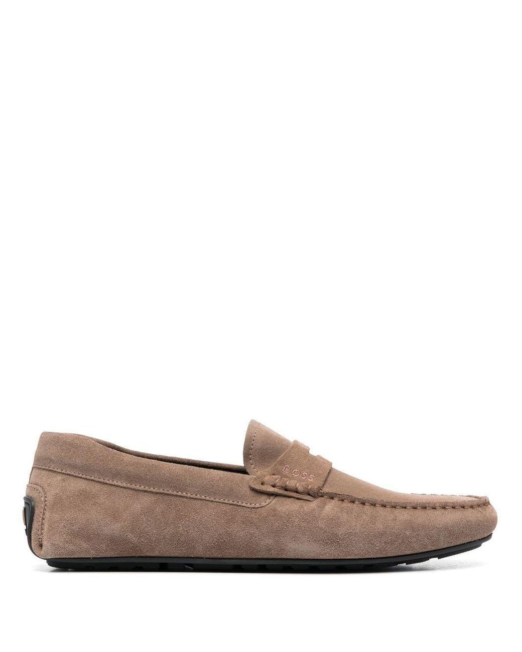 BOSS By HUGO BOSS Suede Penny Loafers In Brown For Men | Lyst Australia